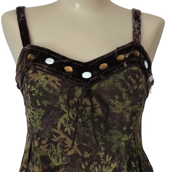REBE Size 6 Boho Velvet Trim Camisole Tank - Picture 3 of 12